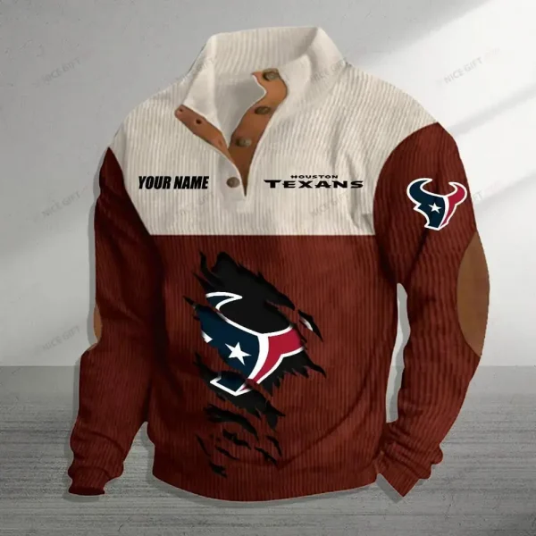 Houston Texans Color Block Stand Collar Sweatshirt CBSCS-X4V8W5 - Image 4