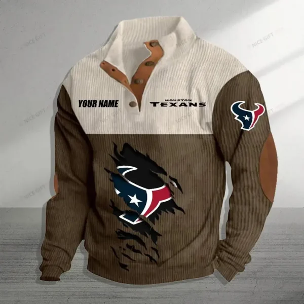 Houston Texans Color Block Stand Collar Sweatshirt CBSCS-X4V8W5 - Image 5