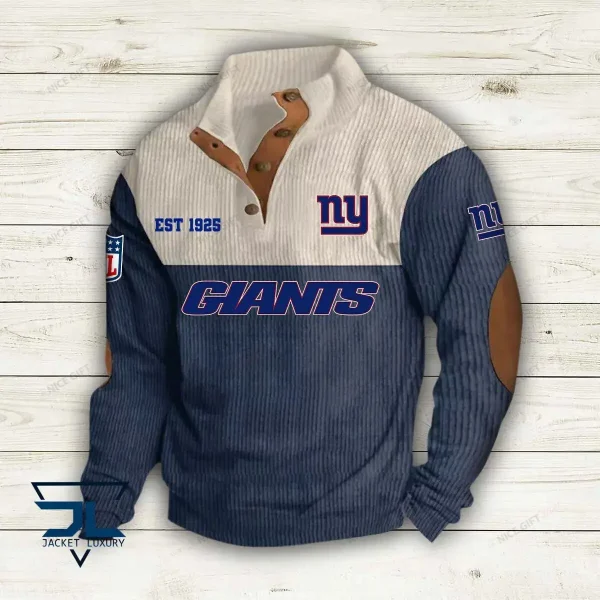 NFL New York Giants Color Block Stand Collar Sweatshirt CBSCS-M0X0V7 - Image 2