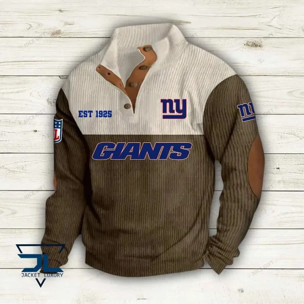 NFL New York Giants Color Block Stand Collar Sweatshirt CBSCS-M0X0V7 - Image 3