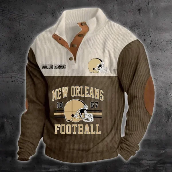 New Orleans Saints S9DBSCH1191 Color Block Stand Collar Sweatshirt