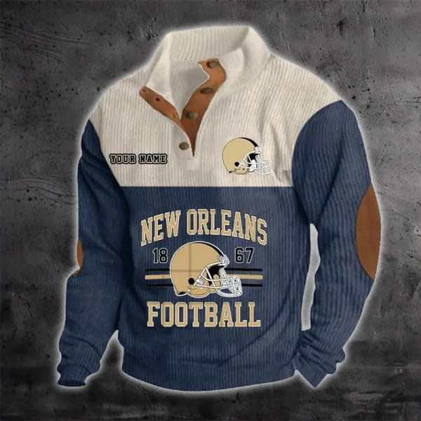 New Orleans Saints S9DBSCH1191 Color Block Stand Collar Sweatshirt - Image 2