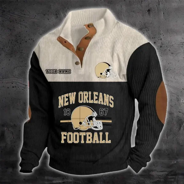 New Orleans Saints S9DBSCH1191 Color Block Stand Collar Sweatshirt - Image 3