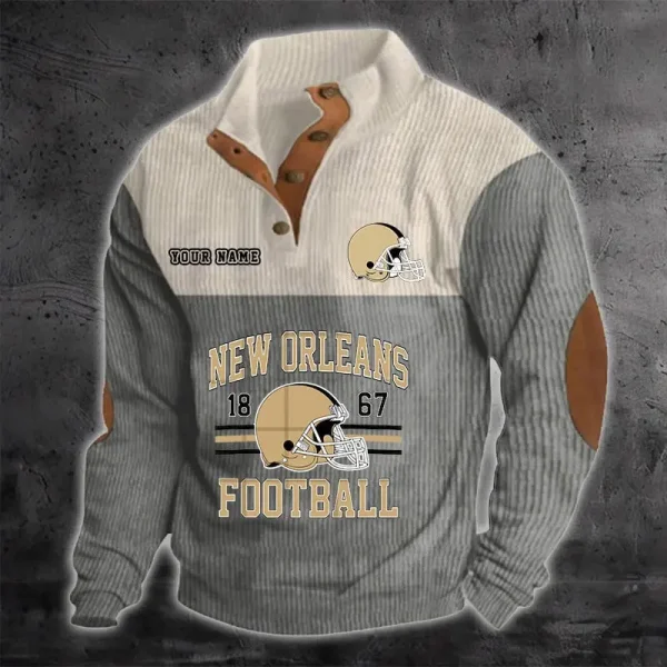 New Orleans Saints S9DBSCH1191 Color Block Stand Collar Sweatshirt - Image 4