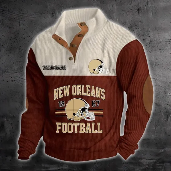 New Orleans Saints S9DBSCH1191 Color Block Stand Collar Sweatshirt - Image 5