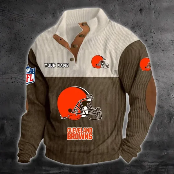 Cleveland Browns S9DBSCH1208 Color Block Stand Collar Sweatshirt