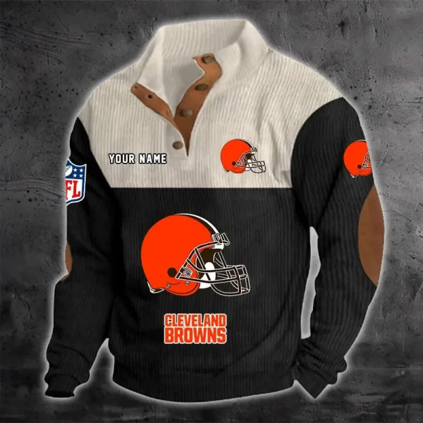 Cleveland Browns S9DBSCH1208 Color Block Stand Collar Sweatshirt - Image 2