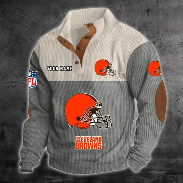 Cleveland Browns S9DBSCH1208 Color Block Stand Collar Sweatshirt - Image 4