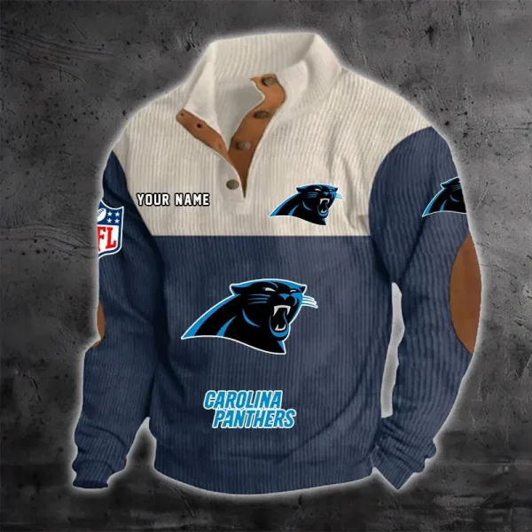 Carolina Panthers S9DBSCH1205 Color Block Stand Collar Sweatshirt