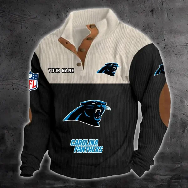 Carolina Panthers S9DBSCH1205 Color Block Stand Collar Sweatshirt - Image 2