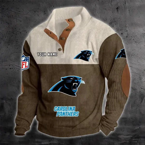 Carolina Panthers S9DBSCH1205 Color Block Stand Collar Sweatshirt - Image 3