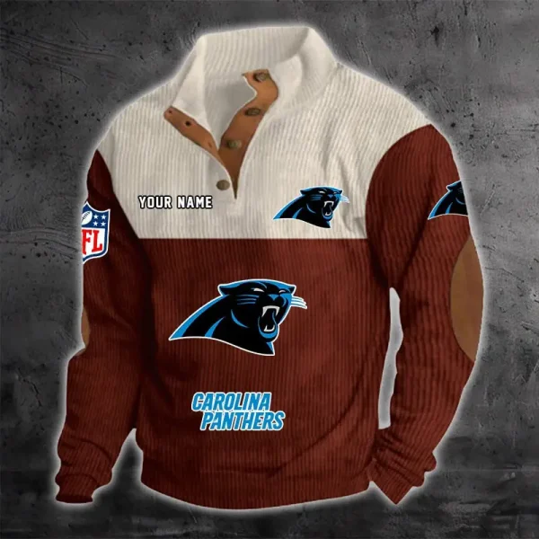 Carolina Panthers S9DBSCH1205 Color Block Stand Collar Sweatshirt - Image 4