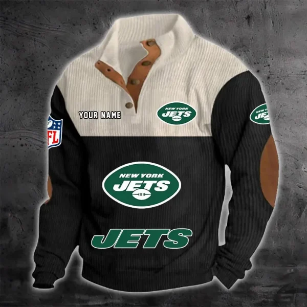 New York Jets S9DBSCH1225 Color Block Stand Collar Sweatshirt - Image 2