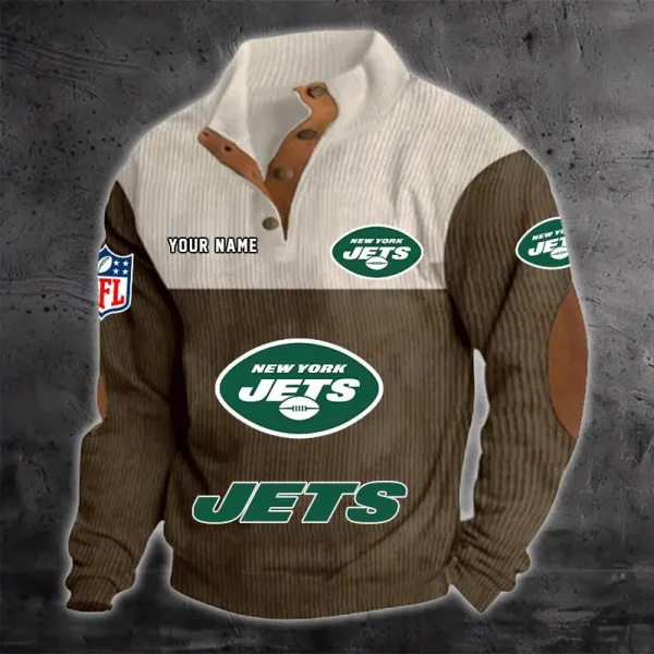 New York Jets S9DBSCH1225 Color Block Stand Collar Sweatshirt - Image 3