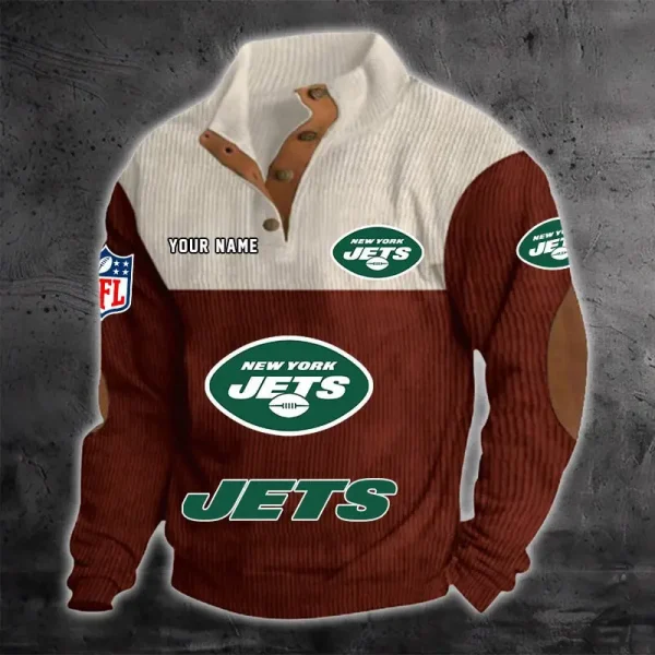 New York Jets S9DBSCH1225 Color Block Stand Collar Sweatshirt - Image 4