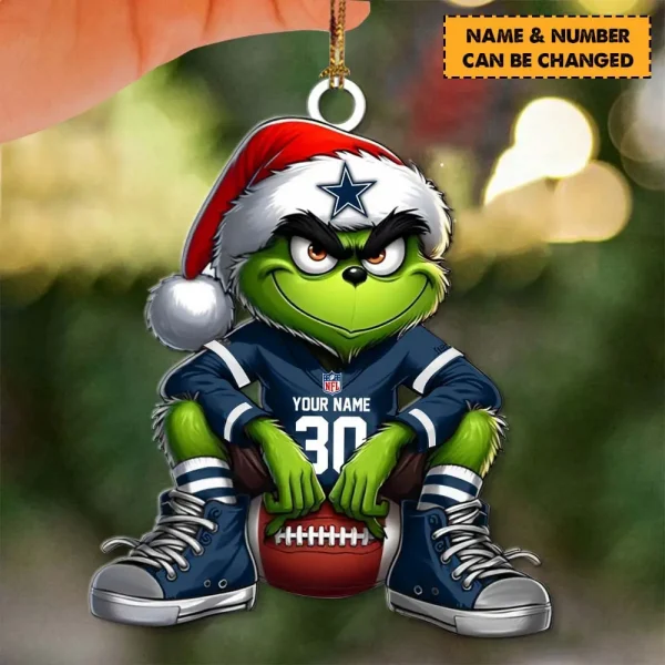 Dallas Cowboys Personalized Grinch Christmas Ornaments Gift For Fans