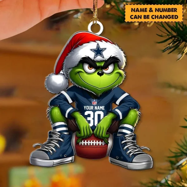 Dallas Cowboys Personalized Grinch Christmas Ornaments Gift For Fans - Image 2