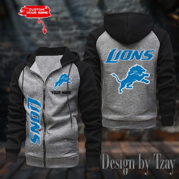 Detroit Lions Zip-Up Color Block Hoodie ANZ2DZH075 - Image 4