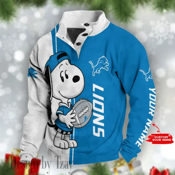 Detroit Lions Snoopy Double Stand Collar Sport Hoodies S9DBSCH1243