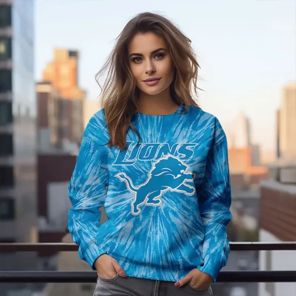 Detroit Lions Tie Dye Long Tee Sweatshirt BGRSW264