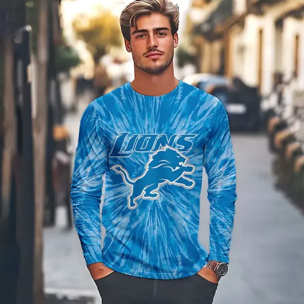 Detroit Lions Tie Dye Long Tee Sweatshirt BGRSW264 - Image 3