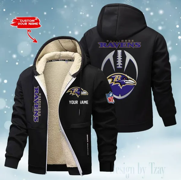 Baltimore Ravens Hoodies Zip Velvet Coat  AANZTZH101 - Image 4