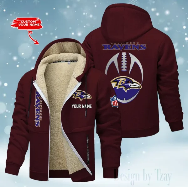 Baltimore Ravens Hoodies Zip Velvet Coat  AANZTZH101 - Image 6