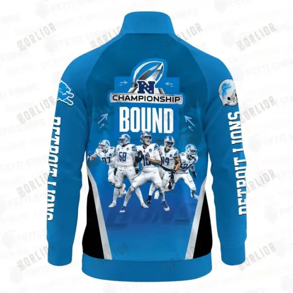 Detroit Lions Stand-up Collar Jacket Allover Full Print SPTSCJAFP065 - Image 2