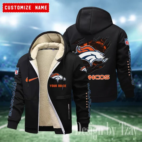 Denver Broncos Hoodies Zip Velvet Coat ANZTZH075 - Image 4