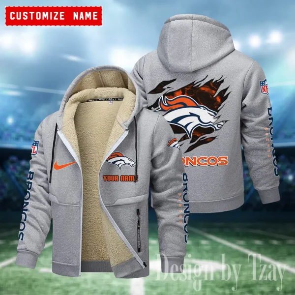 Denver Broncos Hoodies Zip Velvet Coat ANZTZH075 - Image 5