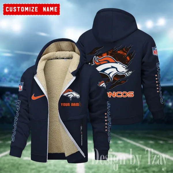 Denver Broncos Hoodies Zip Velvet Coat ANZTZH075 - Image 6