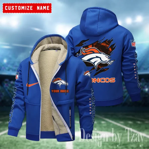 Denver Broncos Hoodies Zip Velvet Coat ANZTZH075 - Image 7