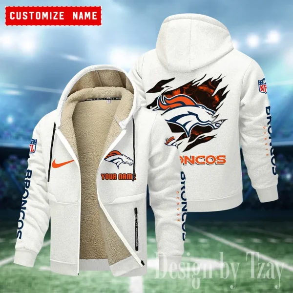 Denver Broncos Hoodies Zip Velvet Coat ANZTZH075 - Image 9