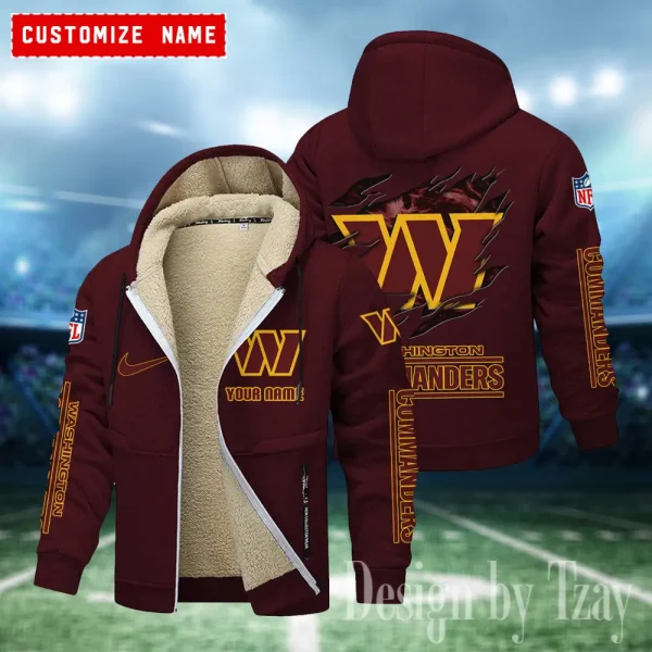 Washington Commanders Hoodies Zip Velvet Coat ANZTZH097 - Image 4