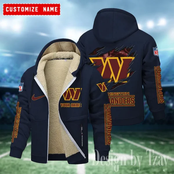 Washington Commanders Hoodies Zip Velvet Coat ANZTZH097 - Image 8