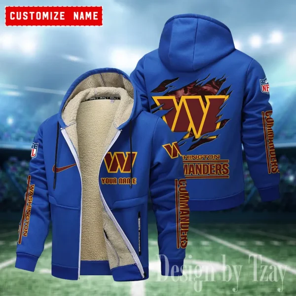 Washington Commanders Hoodies Zip Velvet Coat ANZTZH097 - Image 9