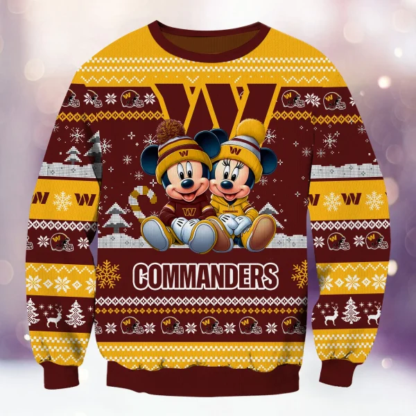 Washington Commanders NFL Mickey And Minnie Knitted Sweaters BGSWT1213 - Image 2