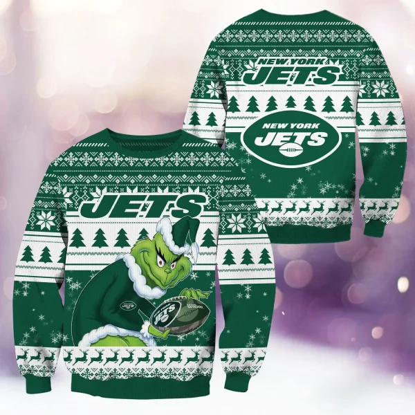 New York Jets Christmas Grinch Knitted Sweater BGSWT1297