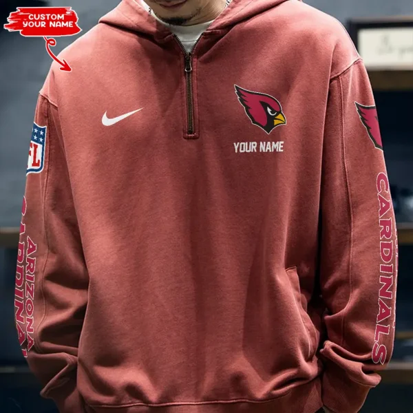 Arizona Cardinals Half Zipper Sweatshirt Hooded SPTHZSH001 - Image 2