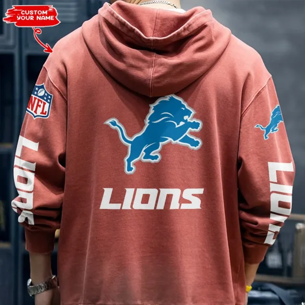 Detroit Lions Half Zipper Sweatshirt Hooded SPTHZSH011 - Image 2