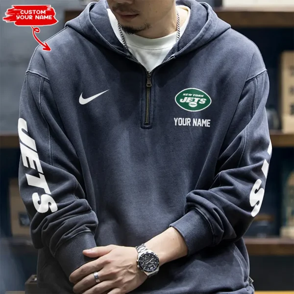 New York Jets Half Zipper Sweatshirt Hooded SPTHZSH025