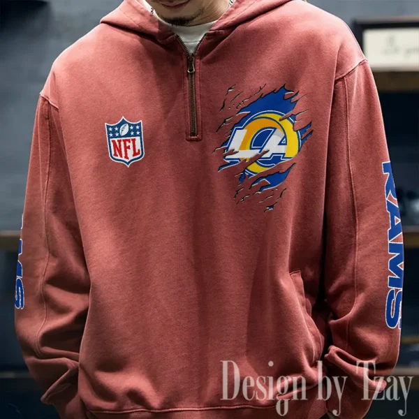 Los Angeles Rams Half Zipper Sweatshirt Hooded SPTHZSH051 - Image 3