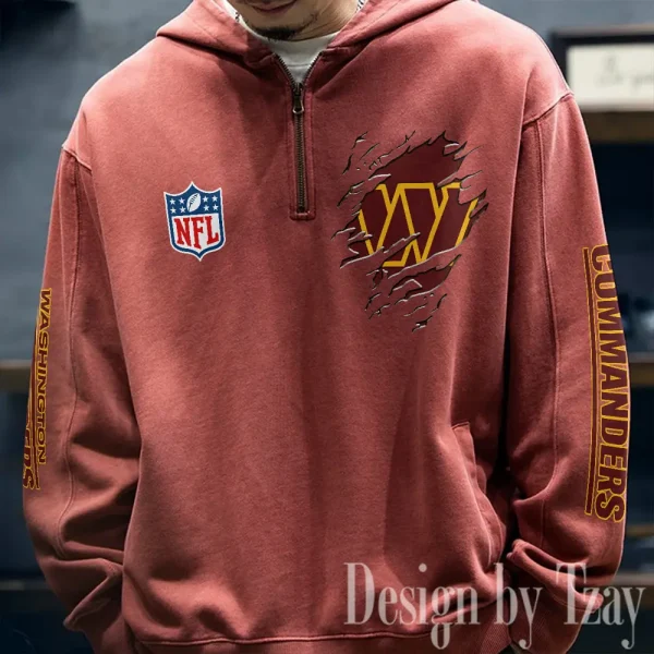 Washington Commanders Half Zipper Sweatshirt Hooded SPTHZSH064 - Image 3