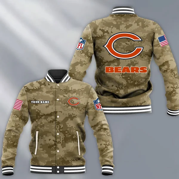 NFL Chicago Bears Button Baseball Jacket BJA-P3K3 - Image 2