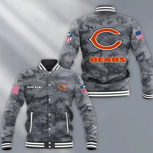 NFL Chicago Bears Button Baseball Jacket BJA-P3K3 - Image 3