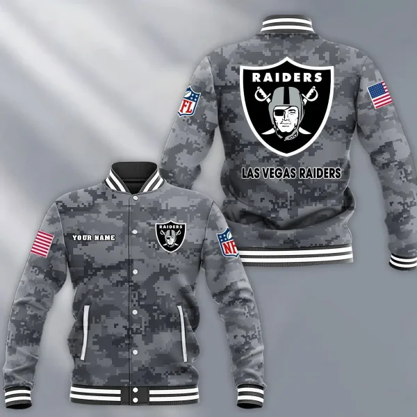 NFL Las Vegas Raiders Button Baseball Jacket BJA-A1J5 - Image 3