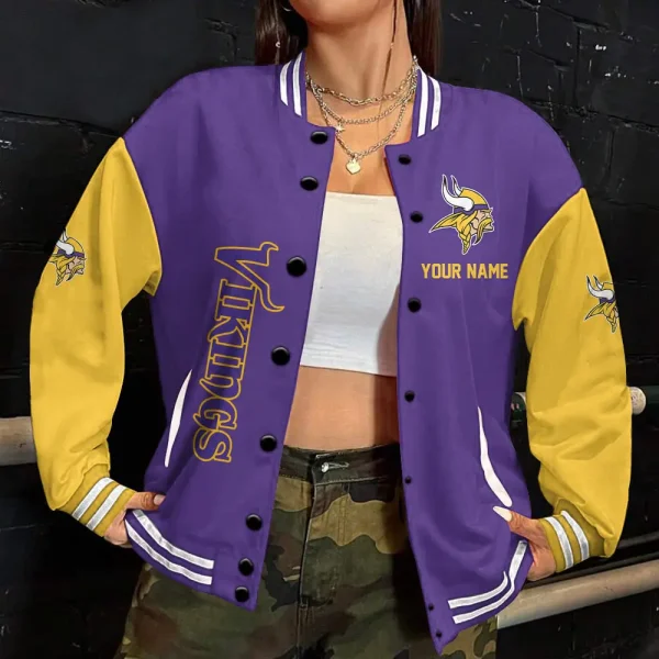 Minnesota Vikings Button Baseball Jacket SPTBBJACKET341