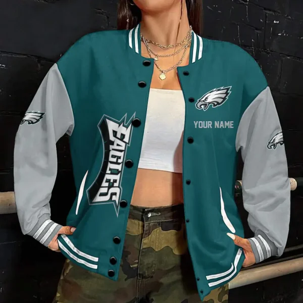 Philadelphia Eagles Button Baseball Jacket SPTBBJACKET346