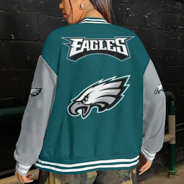 Philadelphia Eagles Button Baseball Jacket SPTBBJACKET346 - Image 2