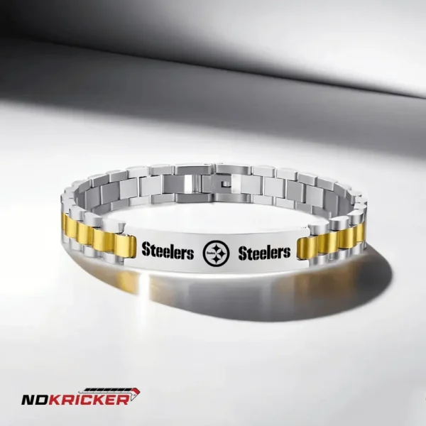 Pittsburgh Steelers Personalized Stainless Steel Bracelet Gifts For Fans AZBRACELET038 - Image 2